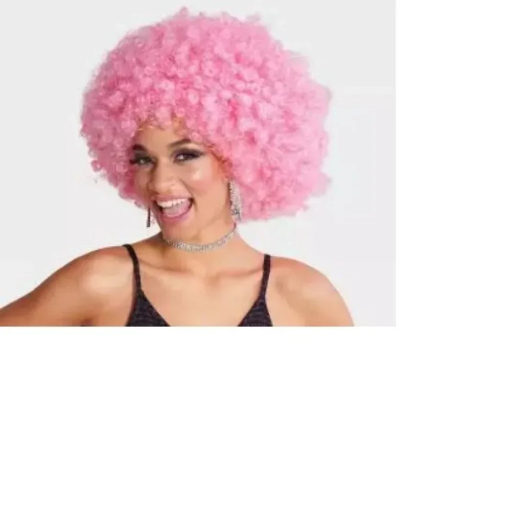 Afro Diva Pink Wig Halloween Costume Accessory Curly 70's Adult Teen 14+